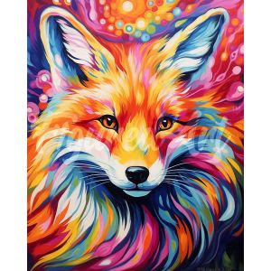 Broderie diamant : Renard Coloré Abstrait - toile tendue sur chassis