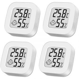 Rqiurpn - 4 Thermometre interieur Hygromètre intérieur, Mini Hygromètre Thermomètre extérieur Digital Thermomètre intérieur pour Maison Terrarium