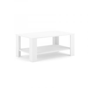 Table basse en bois "Tagus" - Blanc - L 100 x H 44 cm