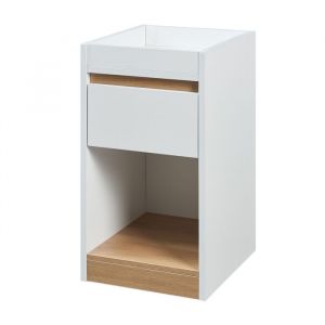 Table de chevet Lure 55 x 30 x 35 cm blanc effet ch&ecirc;ne [en.casa]