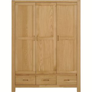 Armoire Nathan 3 Portes 3 Tiroirs Et 1 Etagere En Chene Massif