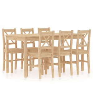 VidaXL Ensemble de salle à manger 7 pcs Pinède
