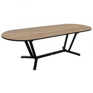 Proloisirs Table ovale extensible - VITA - Aluminium époxy graphite - Plateau céramique Kedra Lenk 6 mm - 200/260 x 100 cm