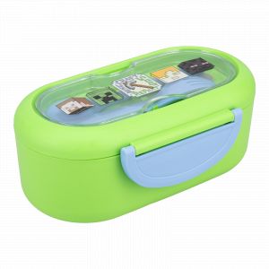 Paladone Boîte à bento Minecraft – Boîte à déjeuner sous licence officielle avec séparateur, fourchette et cuillère, passe au lave-vaisselle et au micro-ondes, parfaite pour l'école ou les pique-niques |