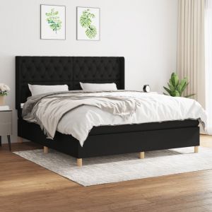 VidaXL 3132243 Lit à sommier tapissier avec matelas Noir 160x200 cm Tissu