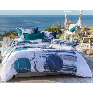 Drap CAP ÉTÉ bleu à motifs géométriques