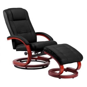 Décoshop26 Fauteuil tv relax fonction massage avec repose-pieds en synthétique noir - noir