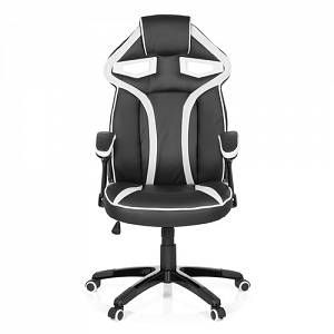 Image de hjh OFFICE Chaise gaming / Chaise de bureau GUARDIAN simili cuir noir / blanc