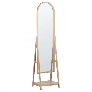 Beliani Miroir sur Pied 43 x 170 cm avec Étagère Inférieure Cadre en Bois clair Chambery - Bois clair