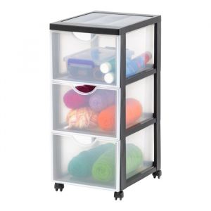 Image de Iris Ohyama Tour de rangement Organisateur plastique 3 tiroirs 15 L - DDDC-303 - Noir - L37.5 x P29 x H61.5 cm