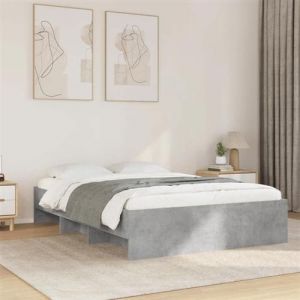 VidaXL Cadre de lit gris b&eacute;ton 140x200 cm bois d'ing&eacute;nierie, meuble de chambre &agrave; coucher, lit double, sommier, lit, cadre de 3295656