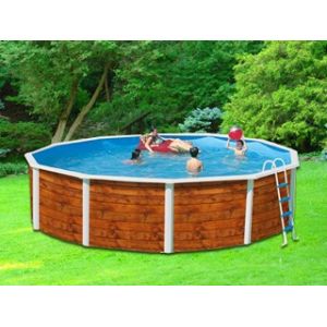 8106 - Piscine Etnica ronde hors sol en acier aspect bois Ø 350 x 120 cm