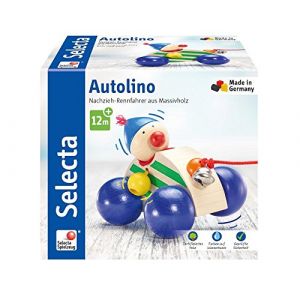 Selecta Spielzeug pull figure Autolino11 cm bois naturel/bleu