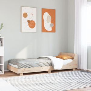 VidaXL Cadre de lit avec tête de lit 90x190 cm bois de pin massif, meuble de chambre, sommier, lit en bois, lit, lit simple
