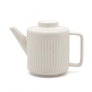 Bredemeijer Th&eacute;i&egrave;re en porcelaine blanche de 1,2 l avec filtre &agrave; th&eacute; en acier inoxydable pour les types de th&eacute; en vrac - Passe au lave-vaisselle