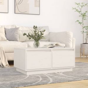 VidaXL Table basse Blanc 80x50x35 cm Bois massif de pin Blanc