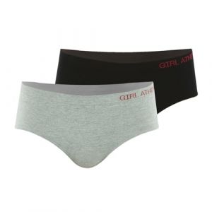 Athena Lot de 2 Culottes Fille sans Couture Fashion Girl by - Taille : 16 Ans - Couleur : Gris chin&eacute;-Noir