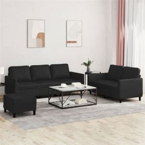 VidaXL Canape droit 3 places en simili-cuir noir 77 x 140 x 80 cm