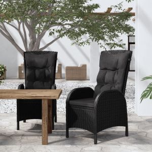 Image de VidaXL Chaises d'extérieur 2 pcs Résine tressée Noir