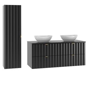 Petits-meubles - Ensemble meuble double vasque 120cm et colonne Lexa Noir