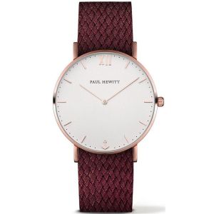 Paul Hewitt Montre PH-SA-R-ST-W-19S - Montre Nylon Rouge Boîtier Acier Doré Rose 220mm Mixte