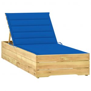 VidaXL Chaise longue avec coussin bleu royal Bois de pin imprégné Bleu royal