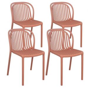 Oviala Lot de 4 chaises de terrasse en plastique terracotta