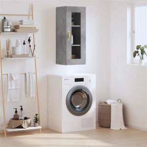 VidaXL Armoire Murale, Placard Suspendu avec Rangement, Meuble Flottant de Salon Bureau Chambre, Moderne, Gris Béton Bois d'Ingénierie