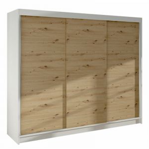 Armoire Atlanta 160, Chêne Artisan, 215x200x58cm, Portes d'armoire: Glissement - Chêne Artisan