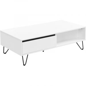 Pascal Morabito Table basse avec 2 tiroirs et 2 niches en mdf et acier - Blanc et Noir - abuja de