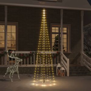 Image de VidaXL Sapin de Noël sur mât de drapeau 310 LED Blanc chaud 300 cm