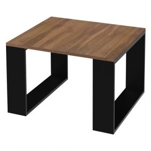 ML-Design Table Basse de Salon, 65x65x40 cm, Noir - Aspect Noyer, Pieds Traîneau, Table de