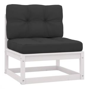 VidaXL Canap&eacute; central de jardin coussins anthracite Blanc Pin massif