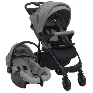 VidaXL Poussette pour bébé 3-en-1 Gris clair Acier