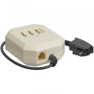 Goobay Boitier d'extension TAE-F-NFF - conducteur aluminium cuivré (CCA), connecteur TAE-F > 3x prise TAE N/F/F + prise RJ11/RJ14 (6P4C)