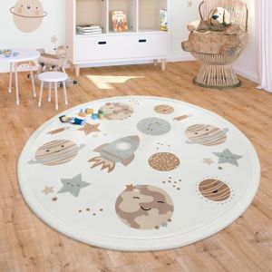 Paco Home - Tapis Chambre Enfant Bebe Fille Garcon Antid&eacute;rapant Arc-en-ciel Animal Pois 160 cm rond, Multicolore 3