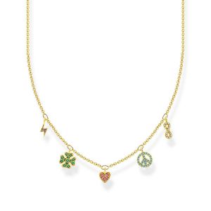 Image de Thomas Sabo Chaîne vec symboles multicolore or Argent sterling 925, doré or jaune 18 carats Jaune