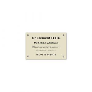 Plaque professionnelle personnalisée en pvc pour médecin - 1 à 5 lignes de texte - Format 30 x 20 cm - Beige lettres noires