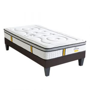 BELLECOUR LITERIE - Pack REINA 2.0 90x190 cm - Matelas Ressorts ensach&eacute;s + Sommier Bois + Prot&egrave;ge matelas anti punaise