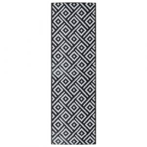 VidaXL Tapis d'extérieur ARAKIL blanc et noir 80 x 250 cm PP