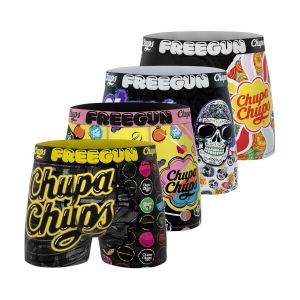 Freegun Boxer Homme Chupa Chups, Caleçon Homme, Ultra-Doux & Stretch (Lot de 4), Jaune Taille XXL