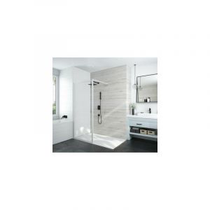 Image de Leda Paroi fixe douche ouverte 1200x1900 mm verre transparent profilé blanc - ATOUT 3