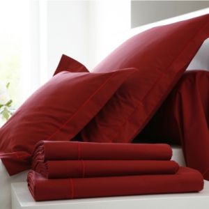 Blanc des vosges Uni Percale Taie de traversin Coton Rubis 90 x 190 cm