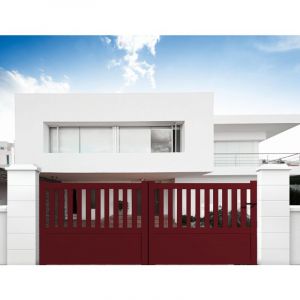 Packit Portail aluminium coulissant ajouré en kit dimension L.3000 (entre piliers) x H.1300 mm Couleurs Rouge (ral 3004) Expédition gratuite en