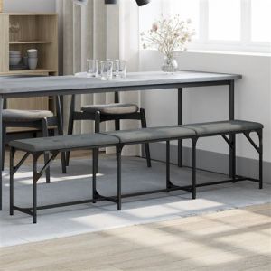 VidaXL Banc à manger gris foncé 186x32x45 cm acier et tissu, banc, banc de cuisine, banquette de salle à manger, banc de couloir