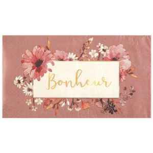 Ruedelafete Sachet de 20 grandes Serviettes rectangles Amour Floral