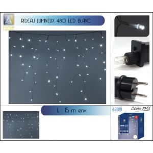 Fomax Rideau lumineux 480 LED avec stalactite - lumière blanche - Timer 6h/18h