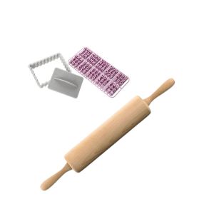 Zenker 9925950 emporte pièce biscuit et tampon lettre, emporte pièce biscuit personnalisé, rouleau patisserie en bois, rouleau à pâtisserie, accessoires cuisine, gris, bois, 8,5 x 6,3 cm | 44,5 x 6 cm
