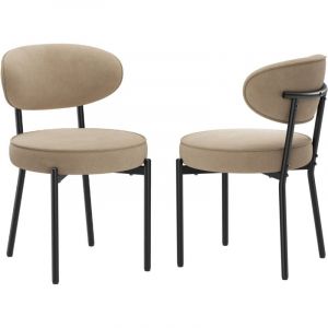 COLAMY Chaises de salle à manger modernes – Lot de 2, pieds en métal robustes et assise ultra-confortable-kaki