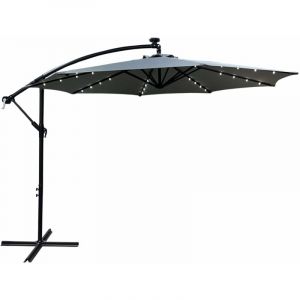 Parasol de jardin MILIN avec éclairage LED gris clair, Poids 12,7 kg Dimensions L300 x l300 x H245 cm